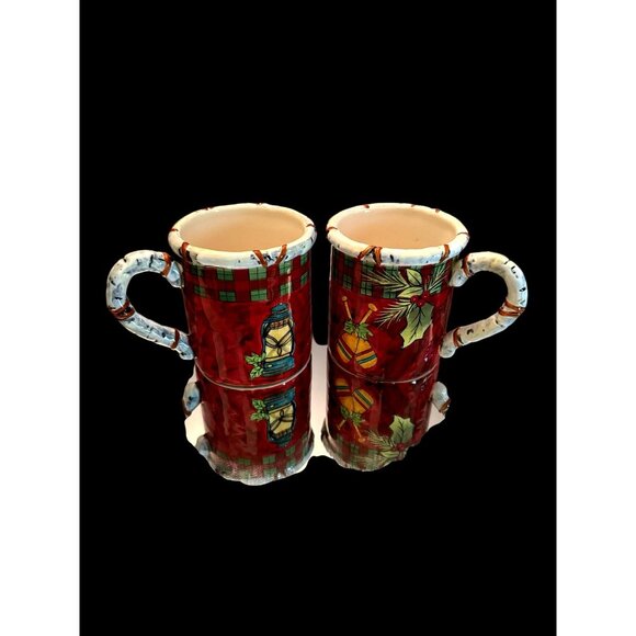 Vintage Susan Winget Holiday Lodge Mugs 4.5 “ Tall 16 Oz Capacity Set Of Two - Picture 13 of 13